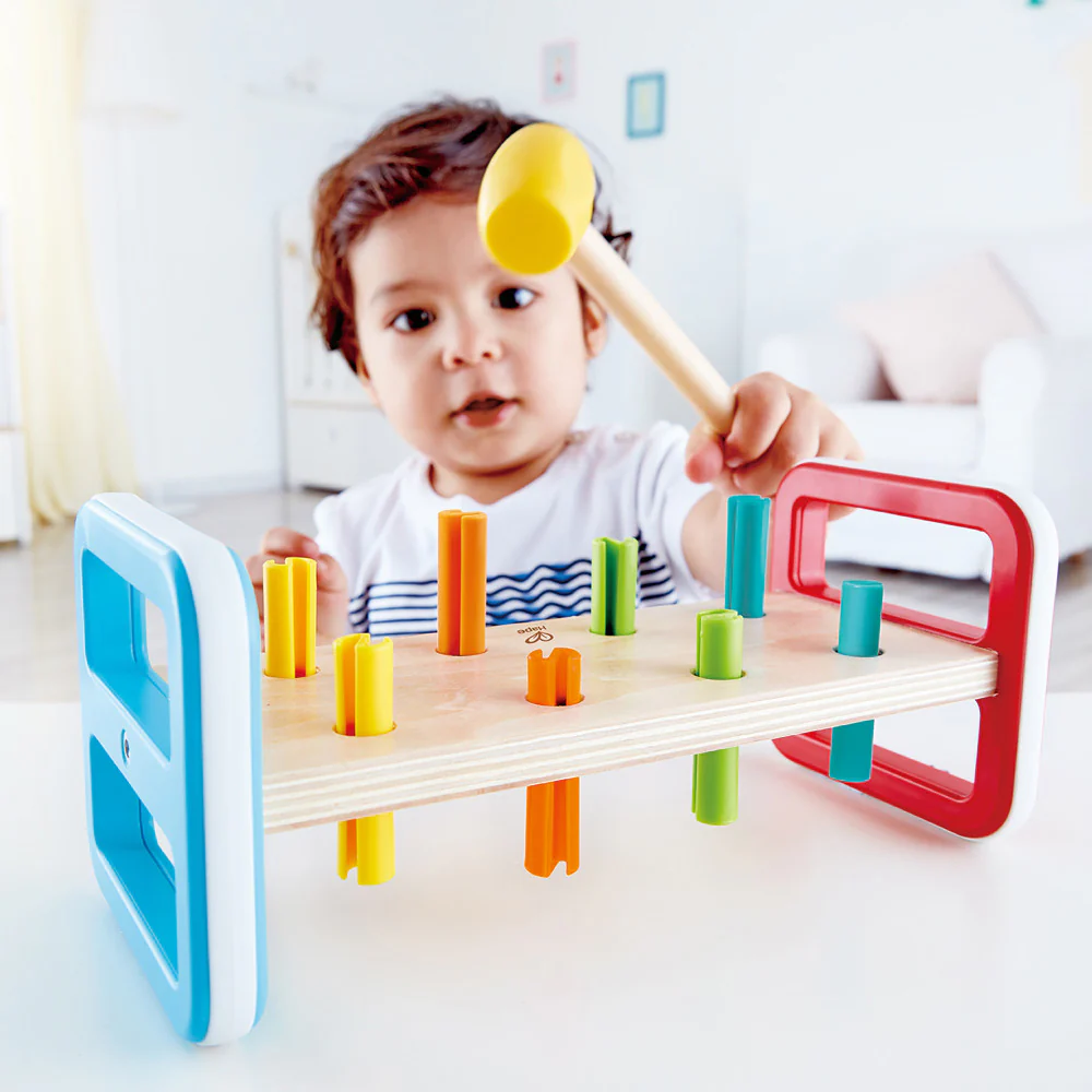 Hape Rainbow Pounder – Colorful Wooden Hammering Bench Toy - Image 3