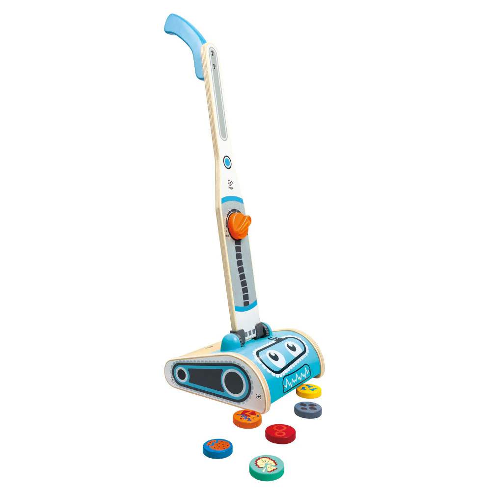 Hape Robot Vacuum Clean Up Playset - Whimsical Blue Wooden Toy - Image 2