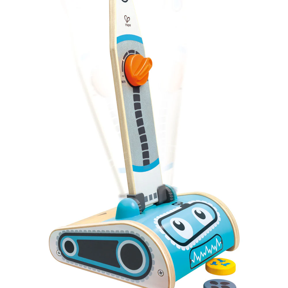 Hape Robot Vacuum Clean Up Playset - Whimsical Blue Wooden Toy - Image 7