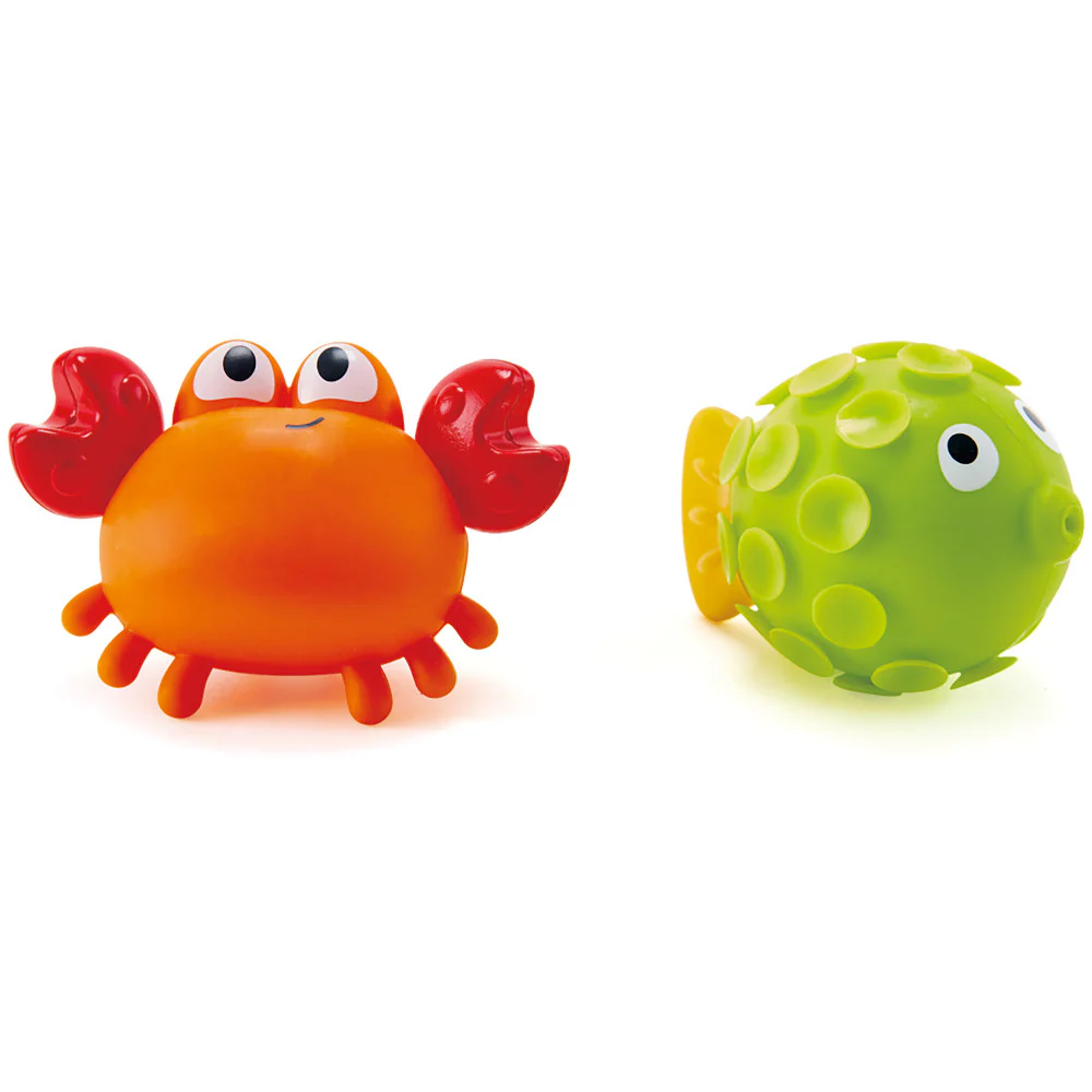 Hape Rock Pool Squirters: Playful Crab & Pufferfish Bath Toy Set, Ages 18mo+