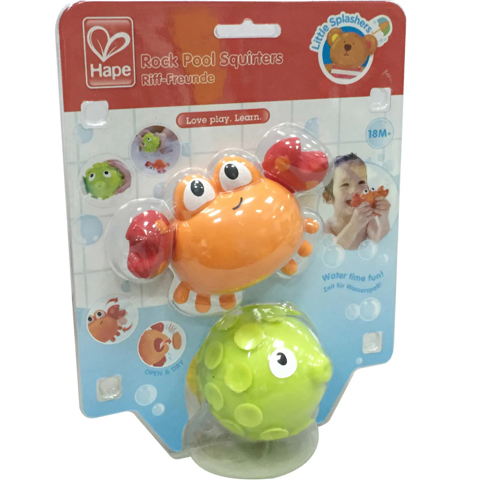 Hape Rock Pool Squirters: Playful Crab & Pufferfish Bath Toy Set, Ages 18mo+ - Image 3
