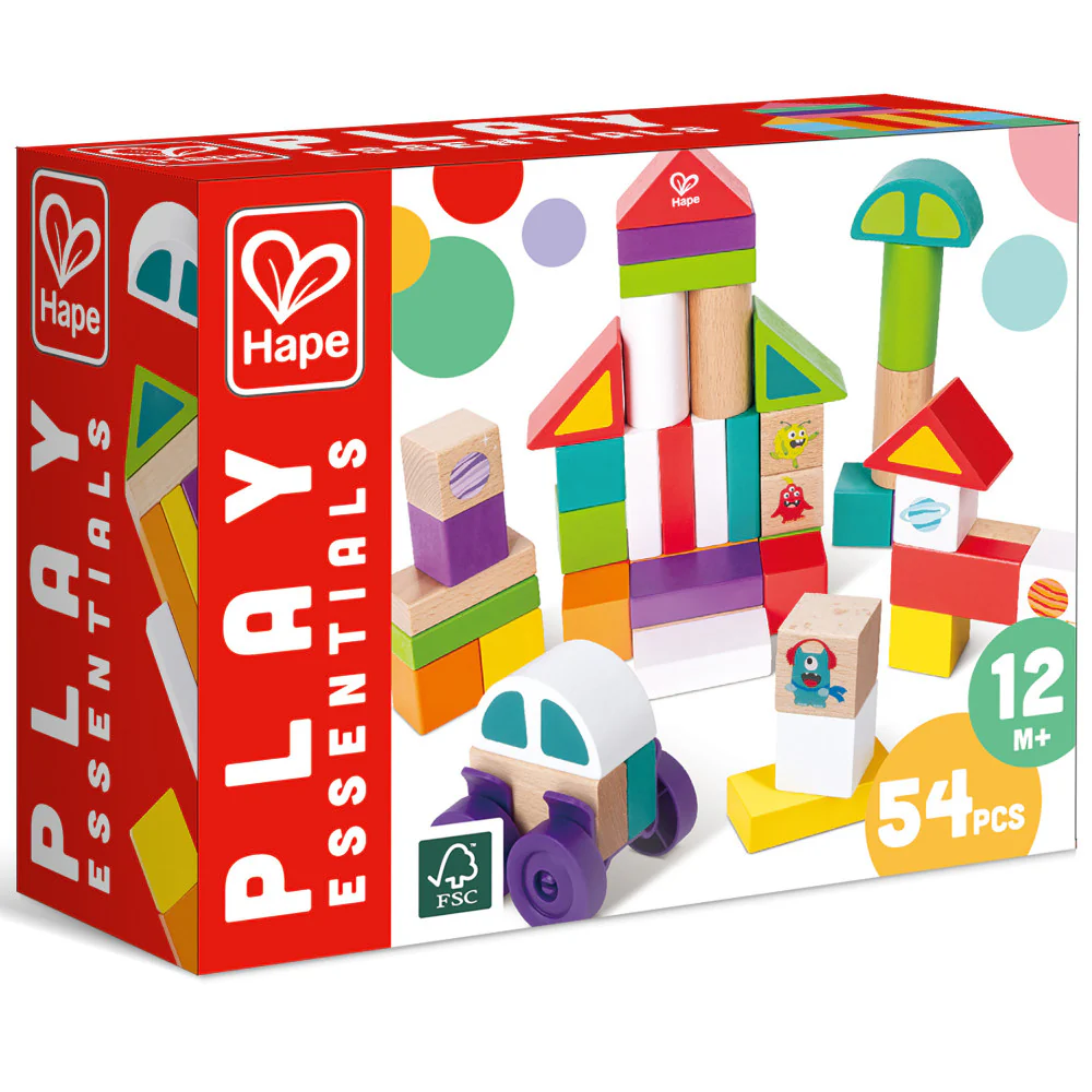 Hape Space Monster 54-Piece Wooden Block Set - Colorful and Creative Shapes - Image 2