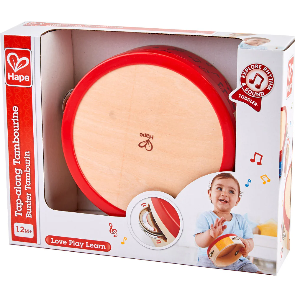 Hape Colorful Tap-Along Tambourine - Wooden Hand Drum & Shaker Toy - Image 2