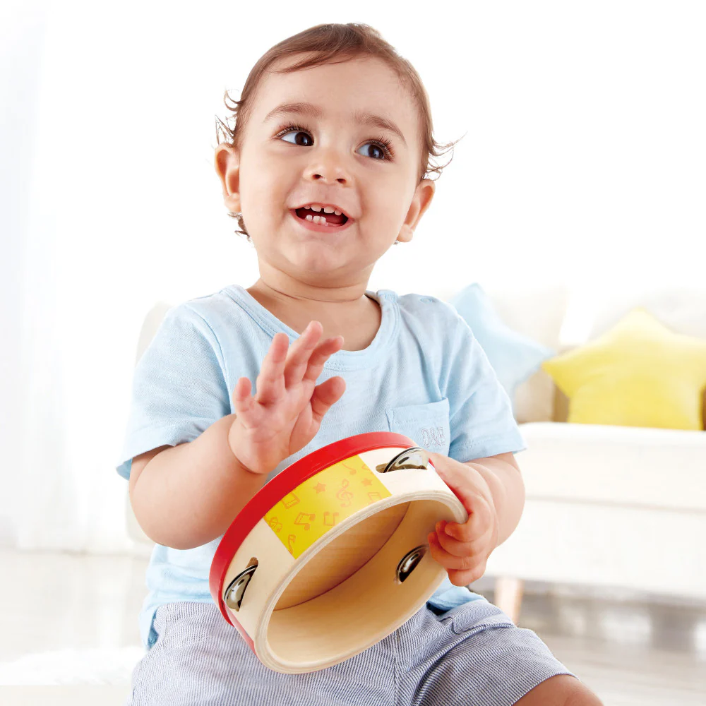 Hape Colorful Tap-Along Tambourine - Wooden Hand Drum & Shaker Toy - Image 3