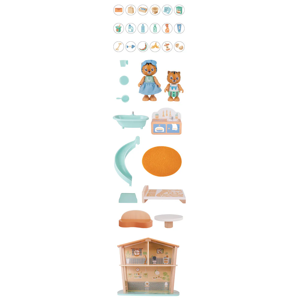 Hape Tigers' Jungle House: 34-Piece Wooden Toy Playset - Image 2