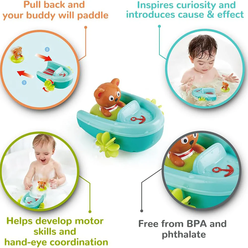 Hape Tubing Pull-Back Boat & Teddy Bear Adventure - Image 2