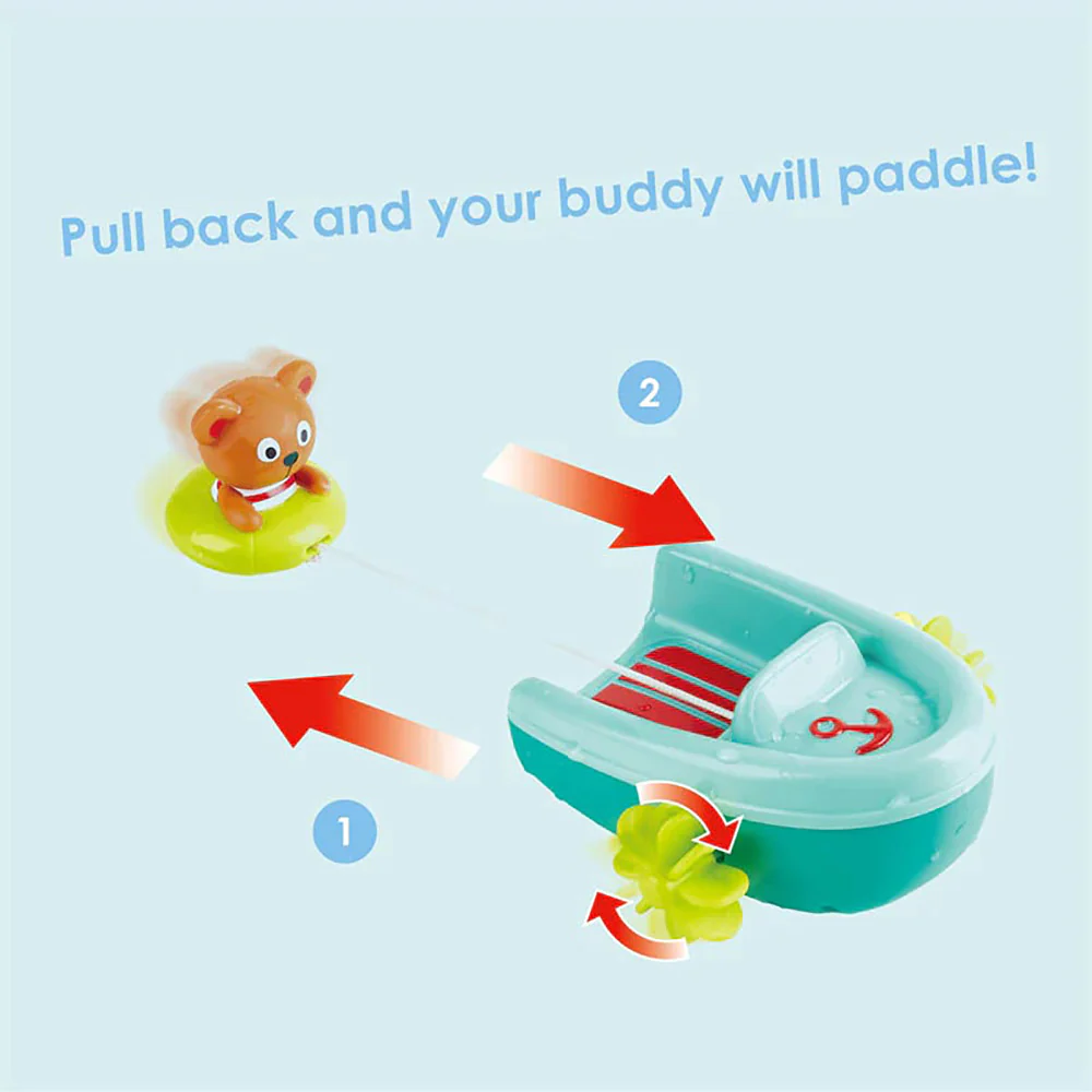 Hape Tubing Pull-Back Boat & Teddy Bear Adventure - Image 5