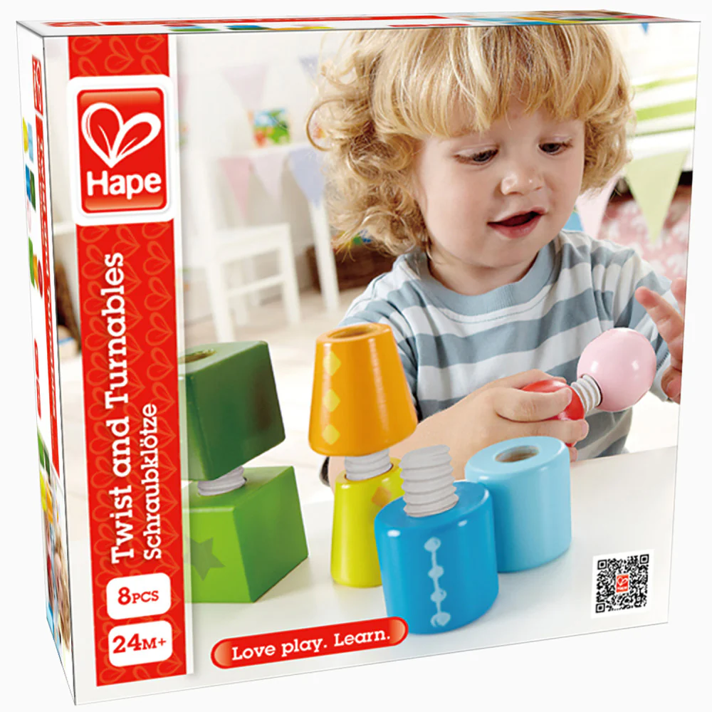 Hape Twist & Turnables - Colorful Wooden Shapes Blocks - Image 3