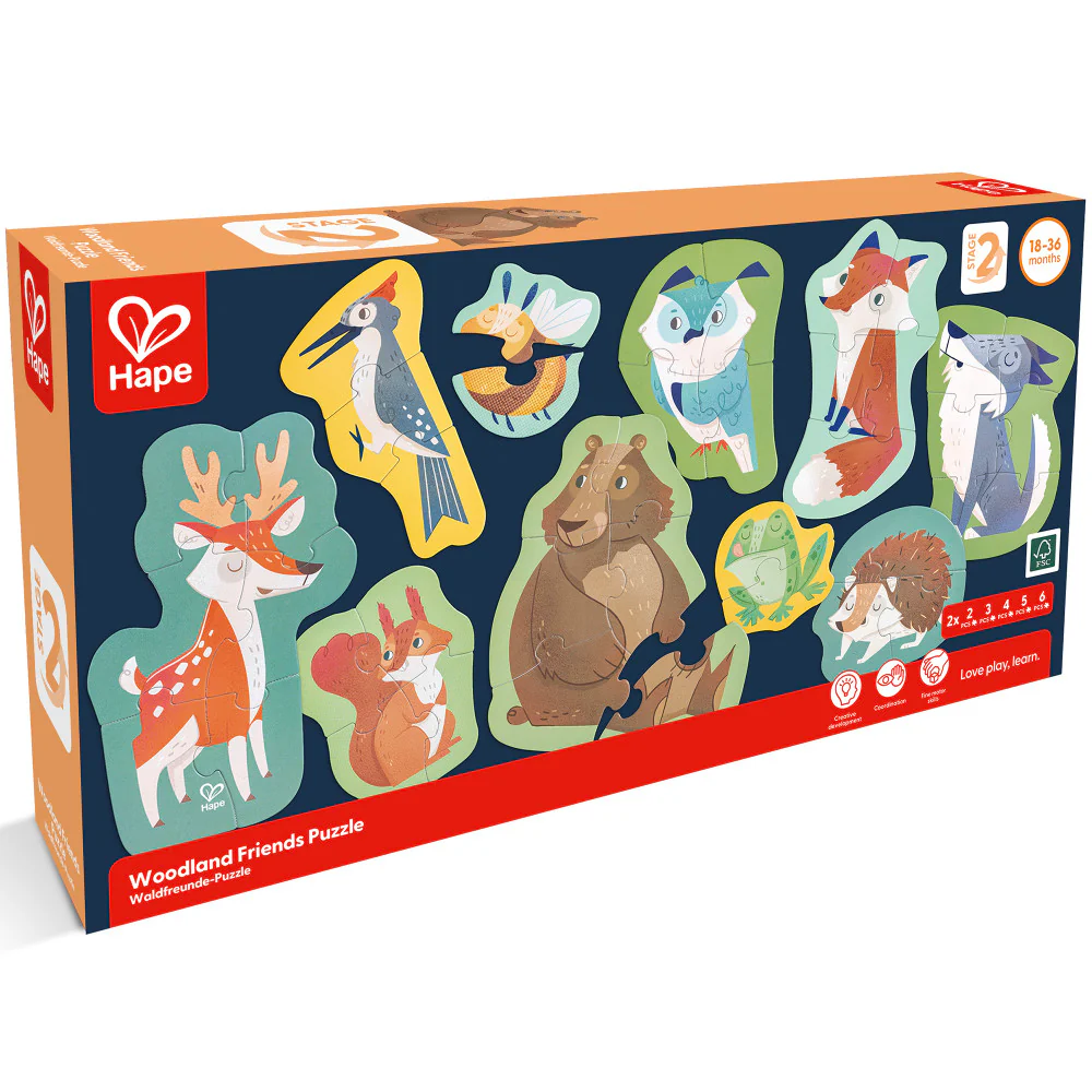 Hape Woodland Friends 10 Mini Animal-Shaped Puzzles
