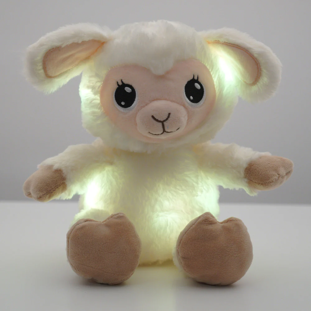 Happy Nappers Lullabrites 11.75 inch Musical Light Up Lamb - Cream & Tan - Image 2