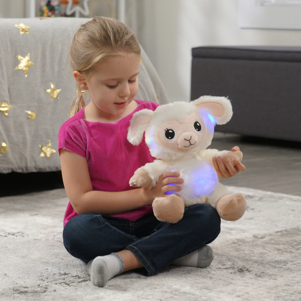 Happy Nappers Lullabrites 11.75 inch Musical Light Up Lamb - Cream & Tan - Image 4