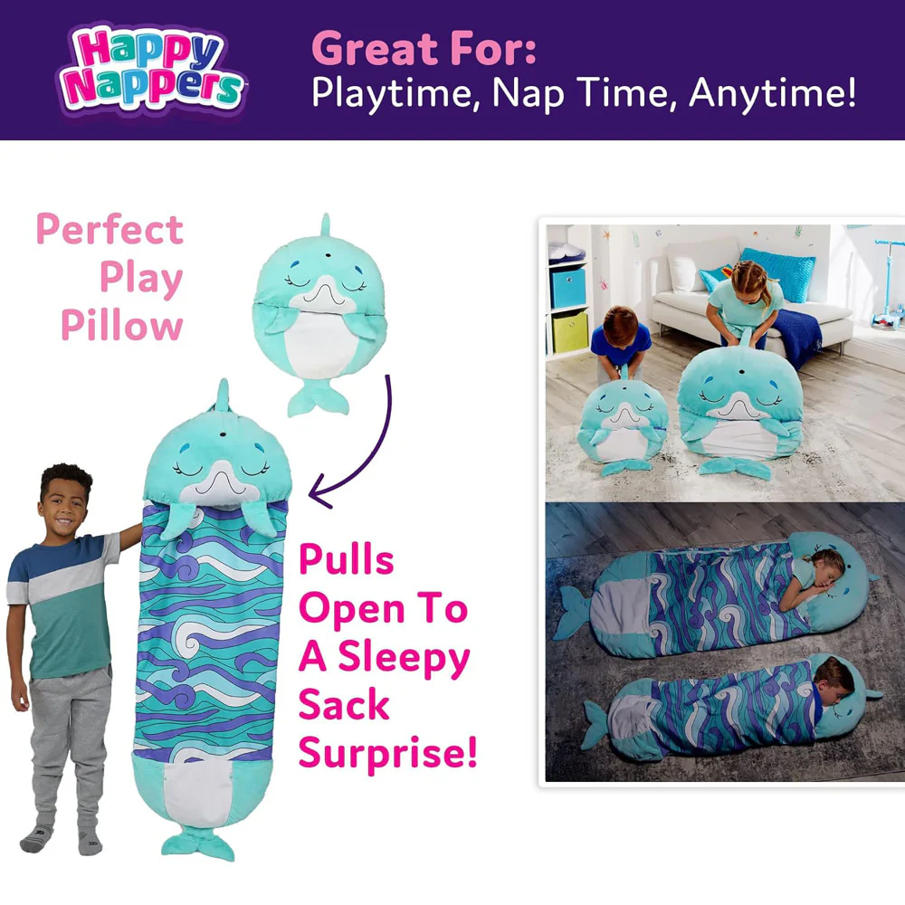 Happy Nappers Large Dolphin Disco 66 inch Pillow & Sleepy Sack - Kids 7+ - Image 3