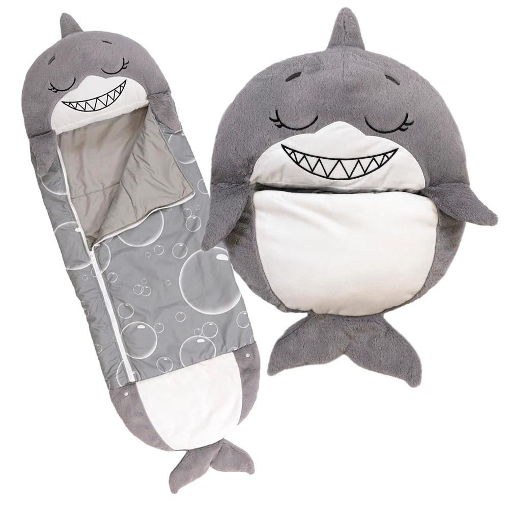 Happy Nappers Large 66 inch Grey Shark Pillow & Sleepy Sack - Kids 7+ - Image 2