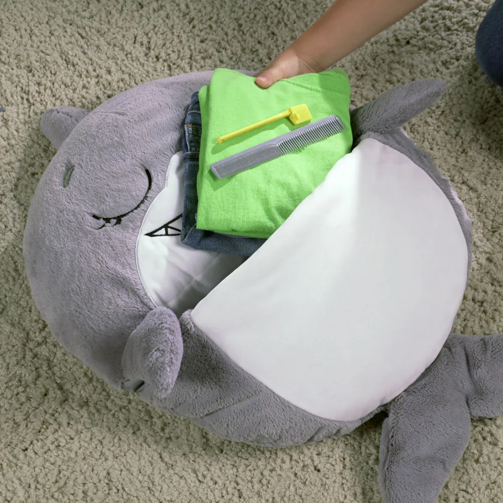 Happy Nappers Large 66 inch Grey Shark Pillow & Sleepy Sack - Kids 7+ - Image 7