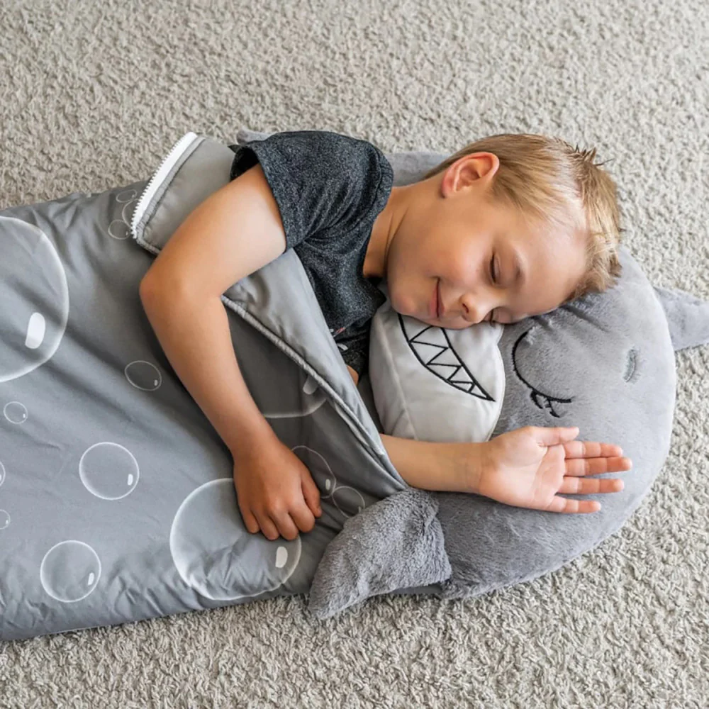 Happy Nappers Large 66 inch Grey Shark Pillow & Sleepy Sack - Kids 7+ - Image 8