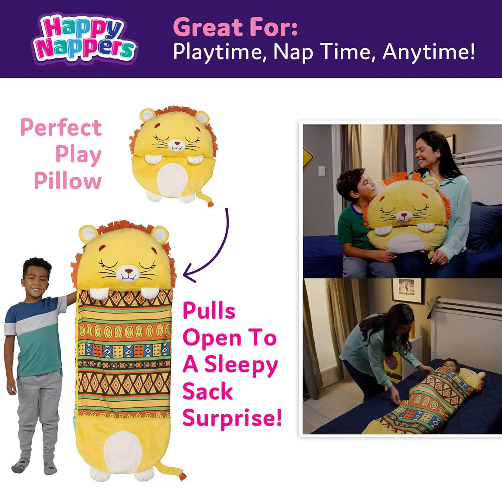 Happy Nappers Lion Lex 66 inch 2-in-1 Plush Pillow & Sleepy Sack - Large - Image 2