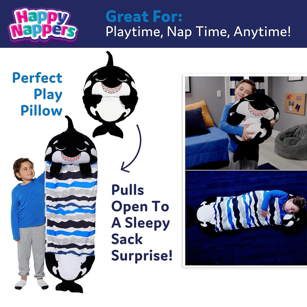 Happy Nappers Large Ozzy The Black Shark Pillow & Sleepy Sack - Image 4