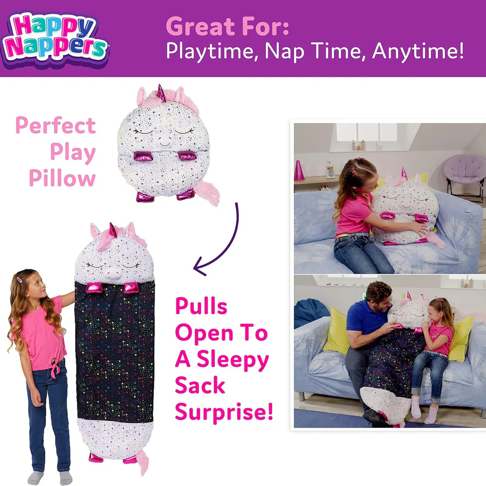 Happy Nappers Shimmer Unicorn Large 66 inch Pillow & Sleepy Sack - Kids 7+ - Image 4