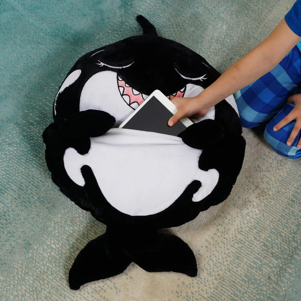 Happy Nappers 54 inch Ozzy The Black Shark 2-in-1 Plush Pillow and Sleepy Sack - Image 5