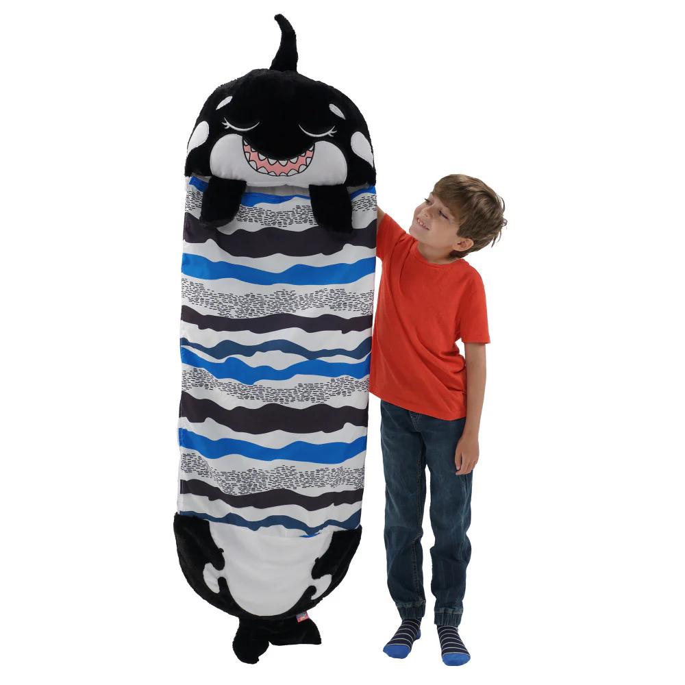 Happy Nappers 54 inch Ozzy The Black Shark 2-in-1 Plush Pillow and Sleepy Sack - Image 9