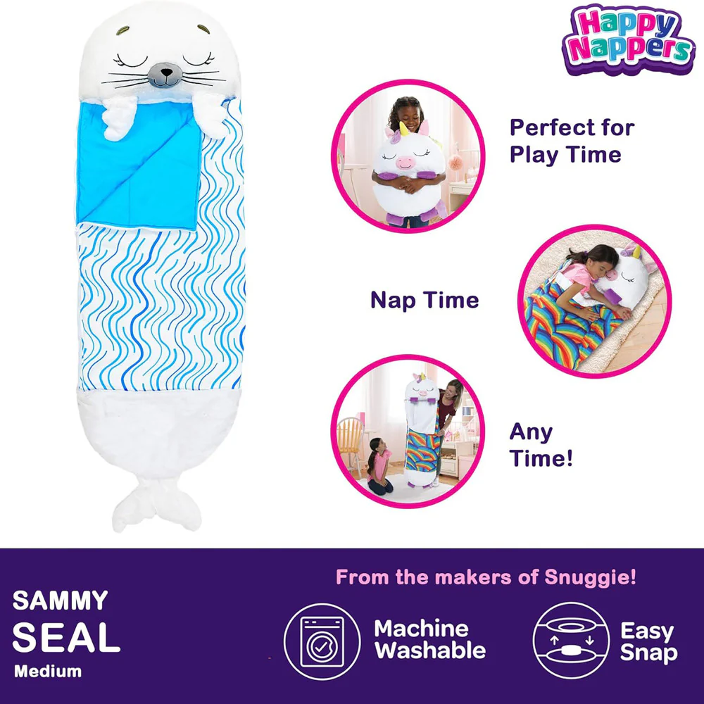 Happy Nappers Sammy The Seal 54 inch Pillow to Sleepy Sack - Medium - Image 2