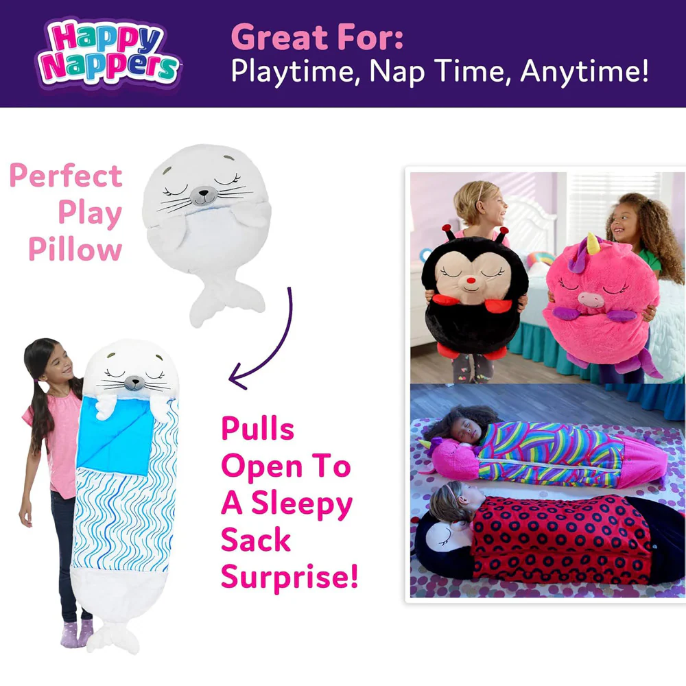 Happy Nappers Sammy The Seal 54 inch Pillow to Sleepy Sack - Medium - Image 3