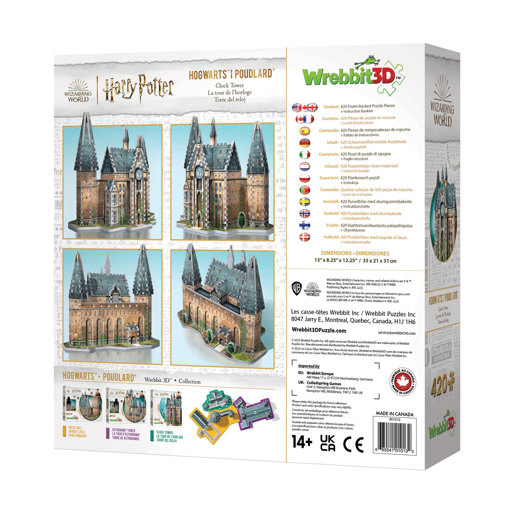 Wrebbit Harry Potter Hogwarts Clock Tower 3D Puzzle - 420 Pieces - Image 3