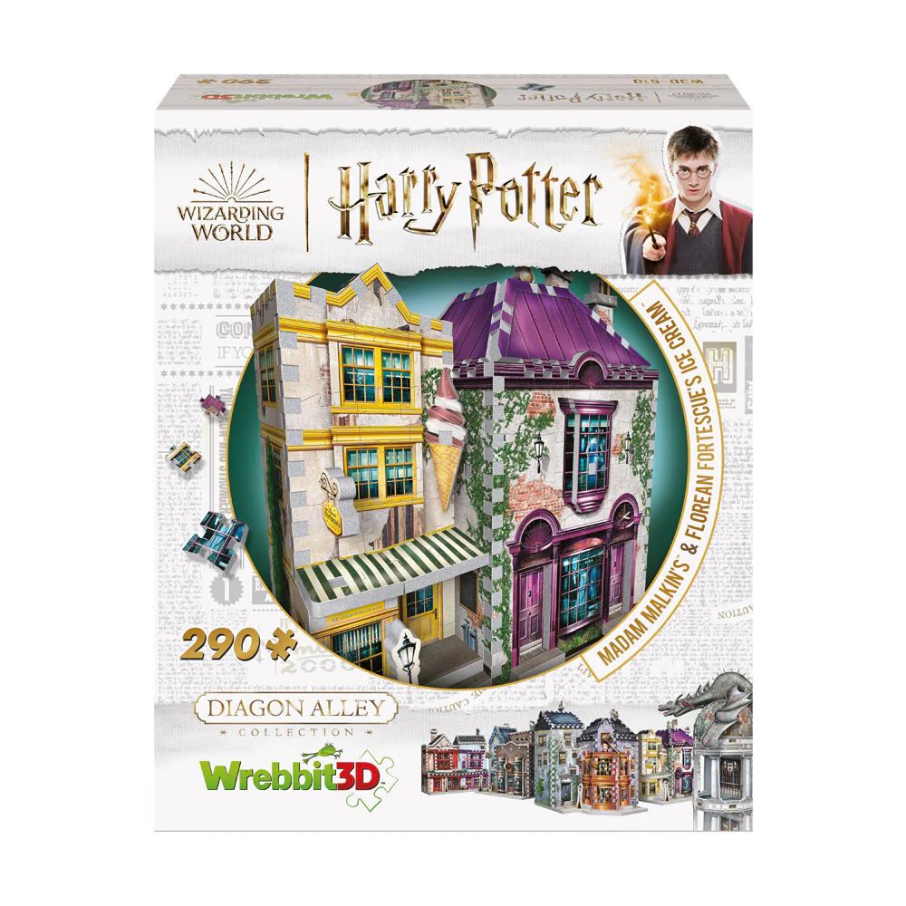 Wrebbit Harry Potter Diagon Alley Collection - Madam Malkin's & Florean Fortescue's Ice Cream 3D Puzzle, 290 Pieces - Image 2