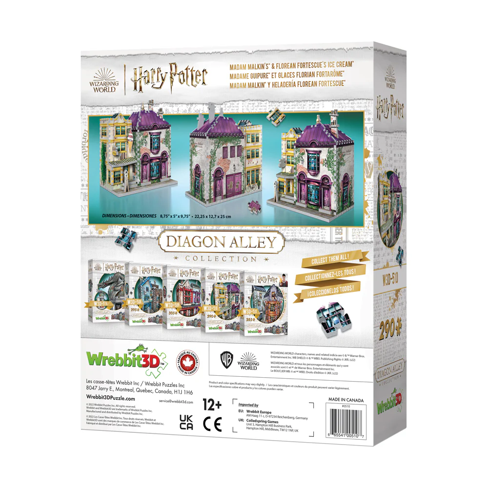 Wrebbit Harry Potter Diagon Alley Collection - Madam Malkin's & Florean Fortescue's Ice Cream 3D Puzzle, 290 Pieces - Image 3