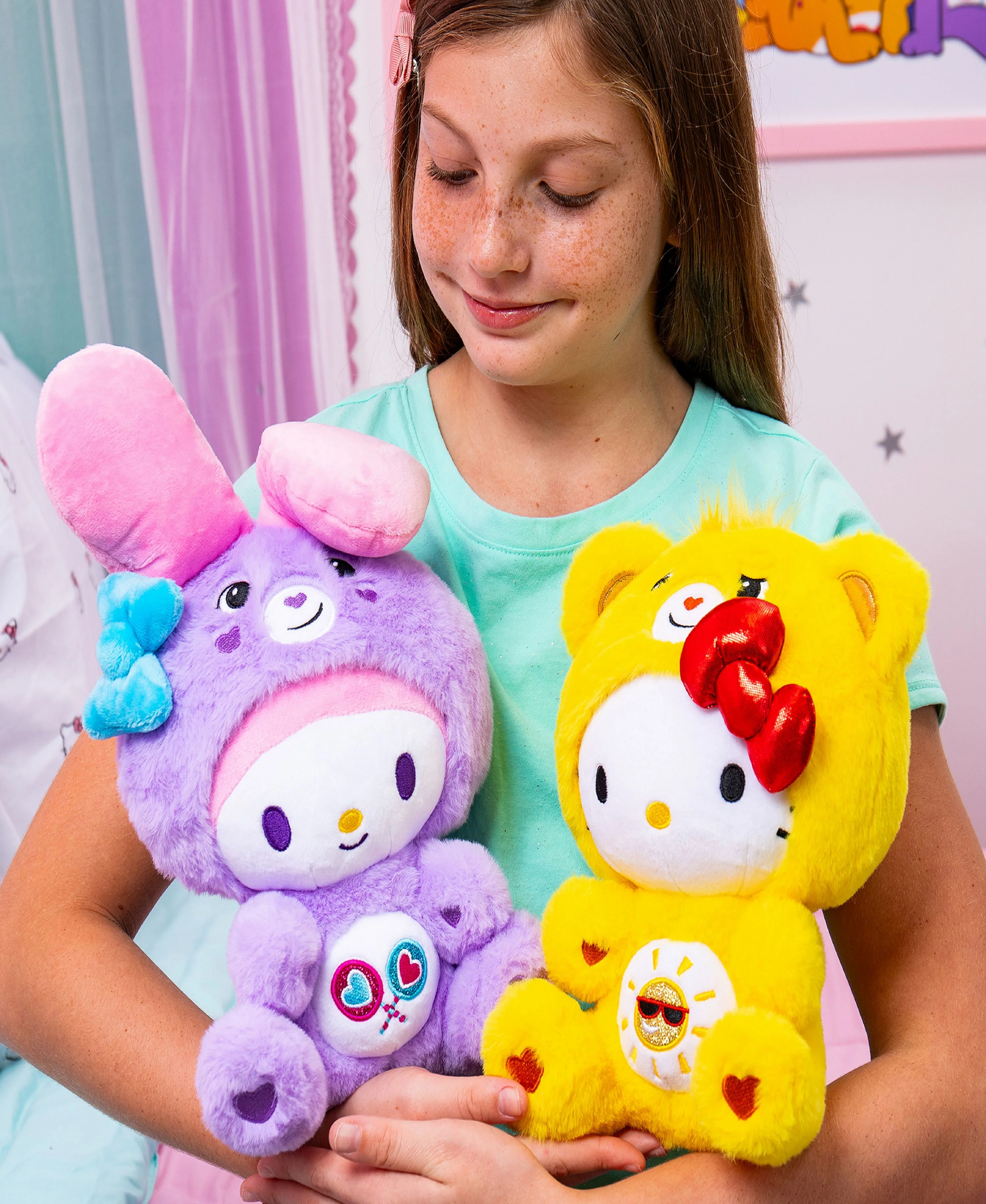 Hello Kitty X Care Bears 10 inch Plush Duo - Funshine & Share Bears - Image 7