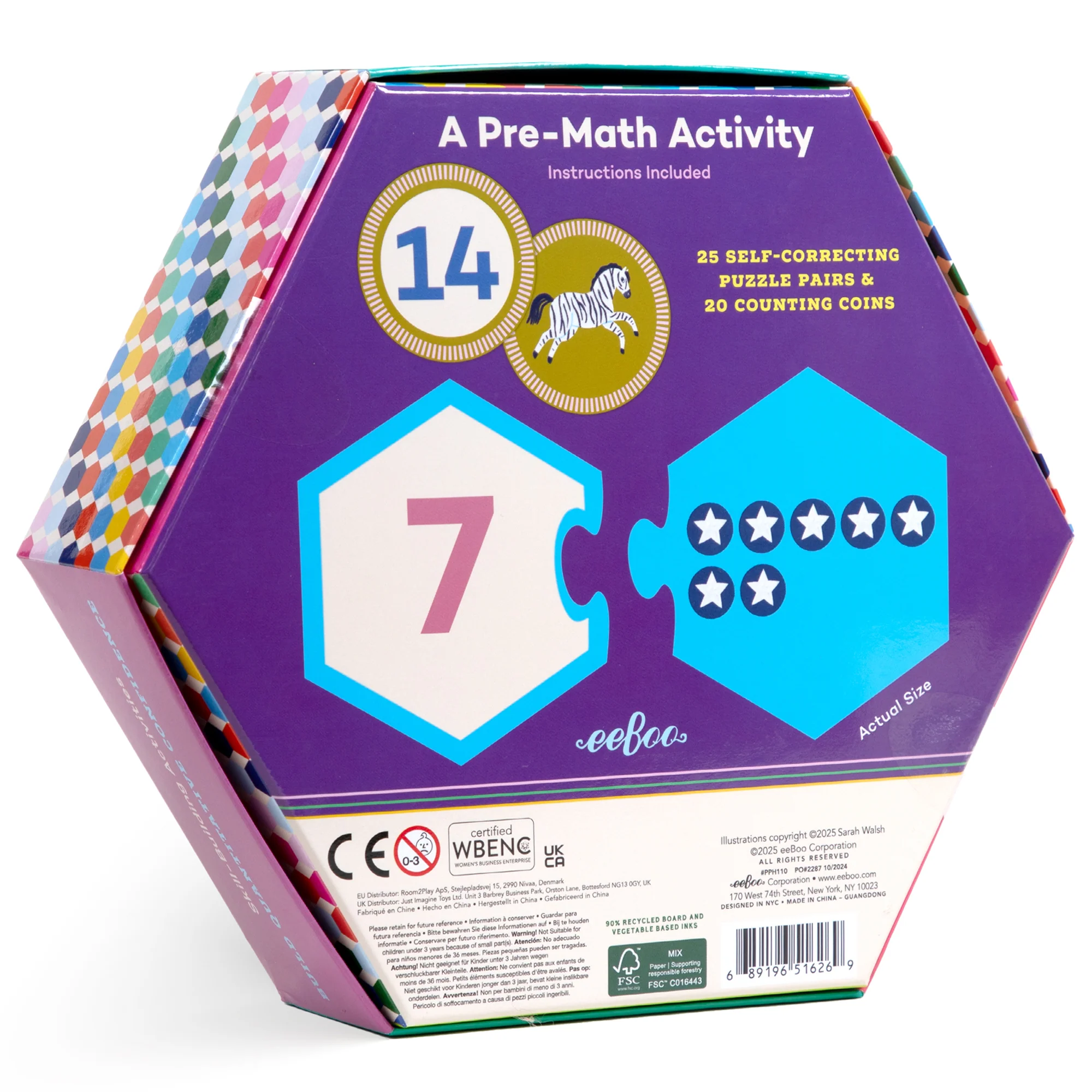 Hexagon Puzzle Pairs: Numbers - 25 pc