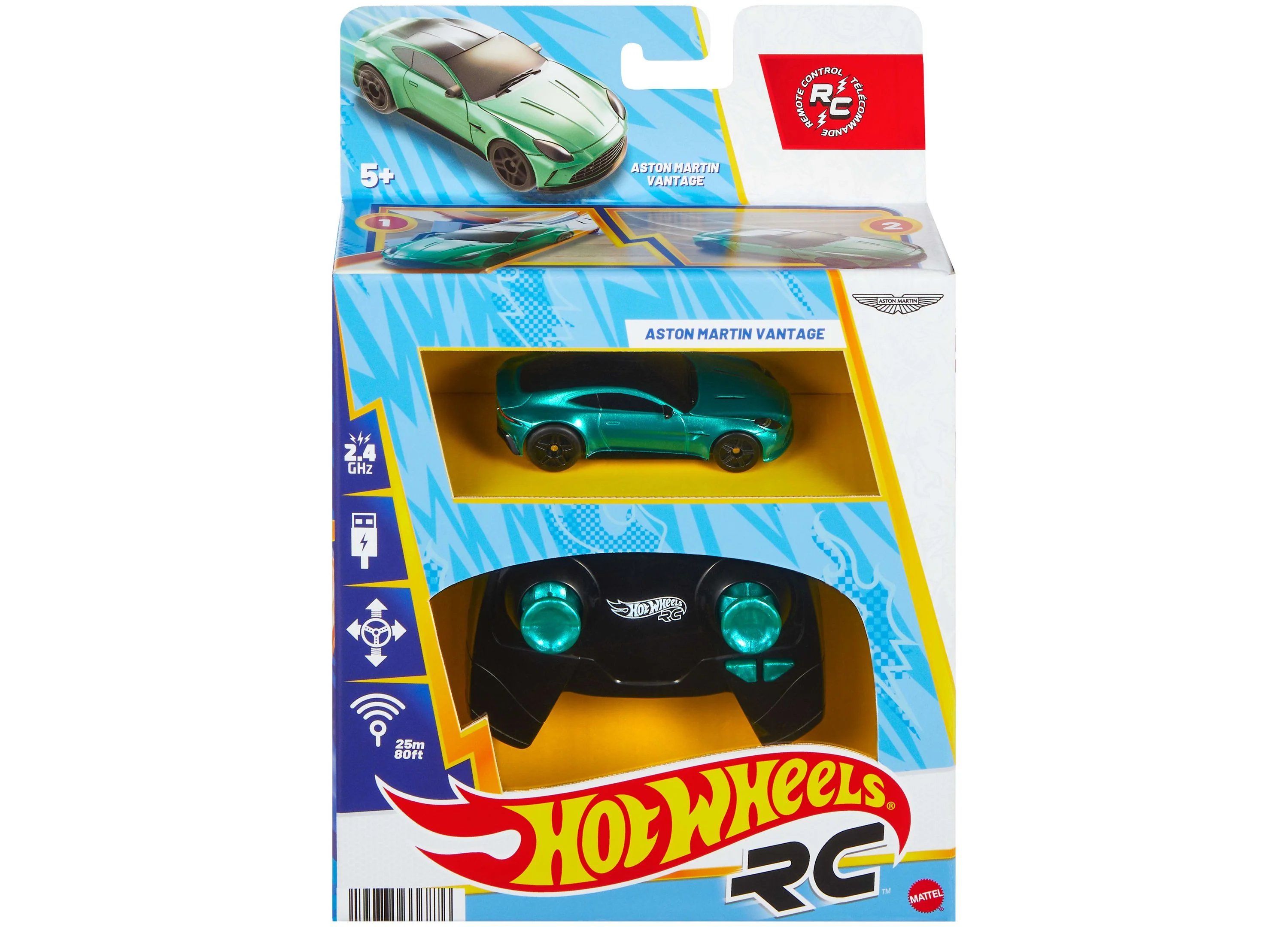 Hot Wheels Aston Martin Vantage 1:64 Scale RC Race Car With Booster Button - Image 4