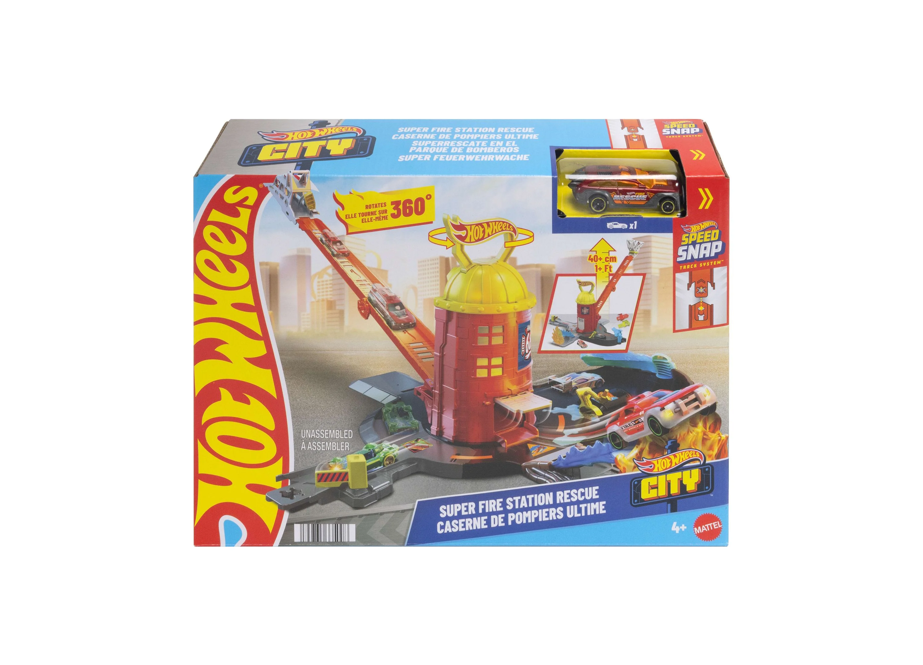 Hot Wheels City Super Fire Station Rescue Playset With 360-Degree Rotation - Image 5