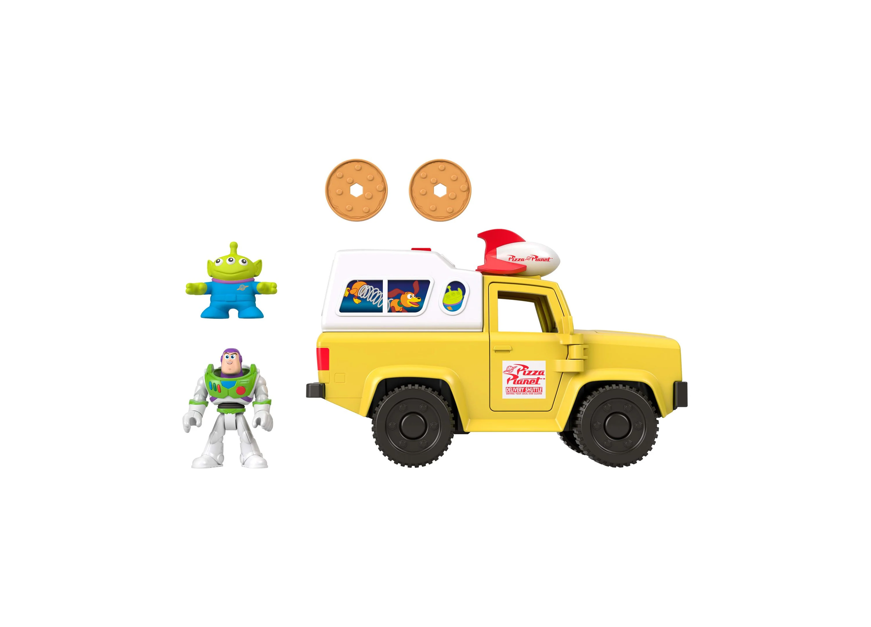 Imaginext Toy Story Pizza Planet Truck with Buzz Lightyear and Alien Figures - Image 4