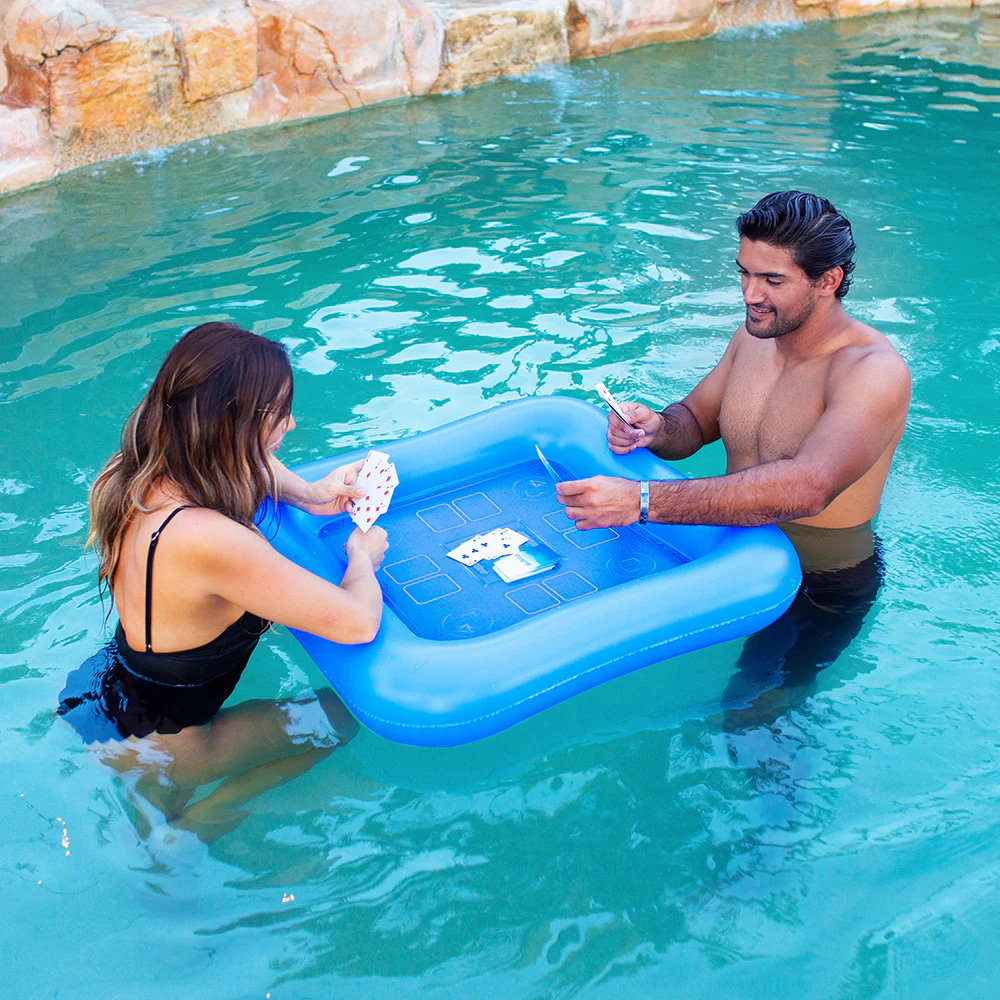 PoolCandy 28" Inflatable Floating Game Table with Waterproof Cards
