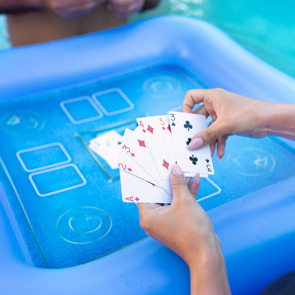 PoolCandy 28" Inflatable Floating Game Table with Waterproof Cards - Image 2