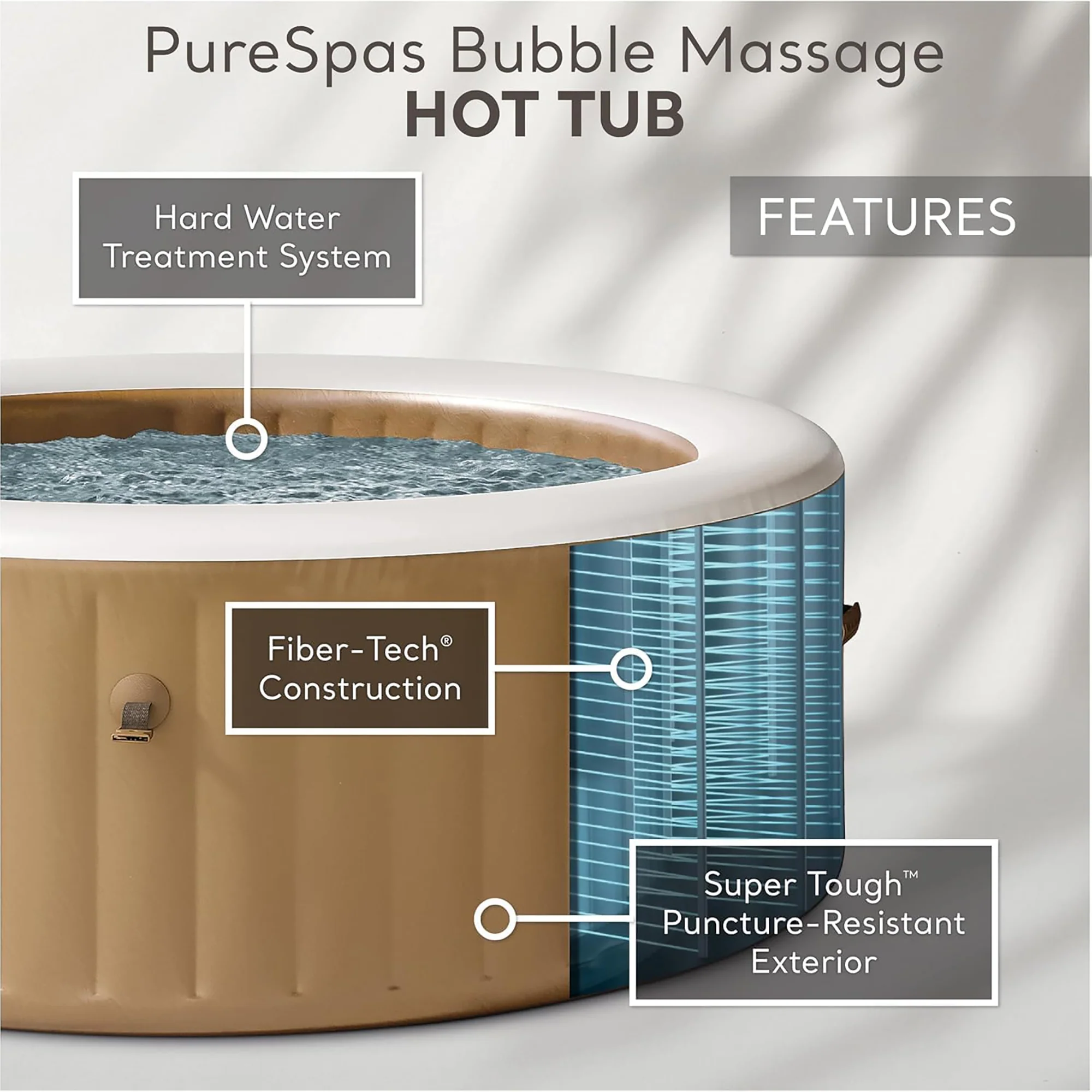 Intex PureSpa Sahara Tan 6-Person Inflatable Hot Tub – 85" Round with Jets - Image 2