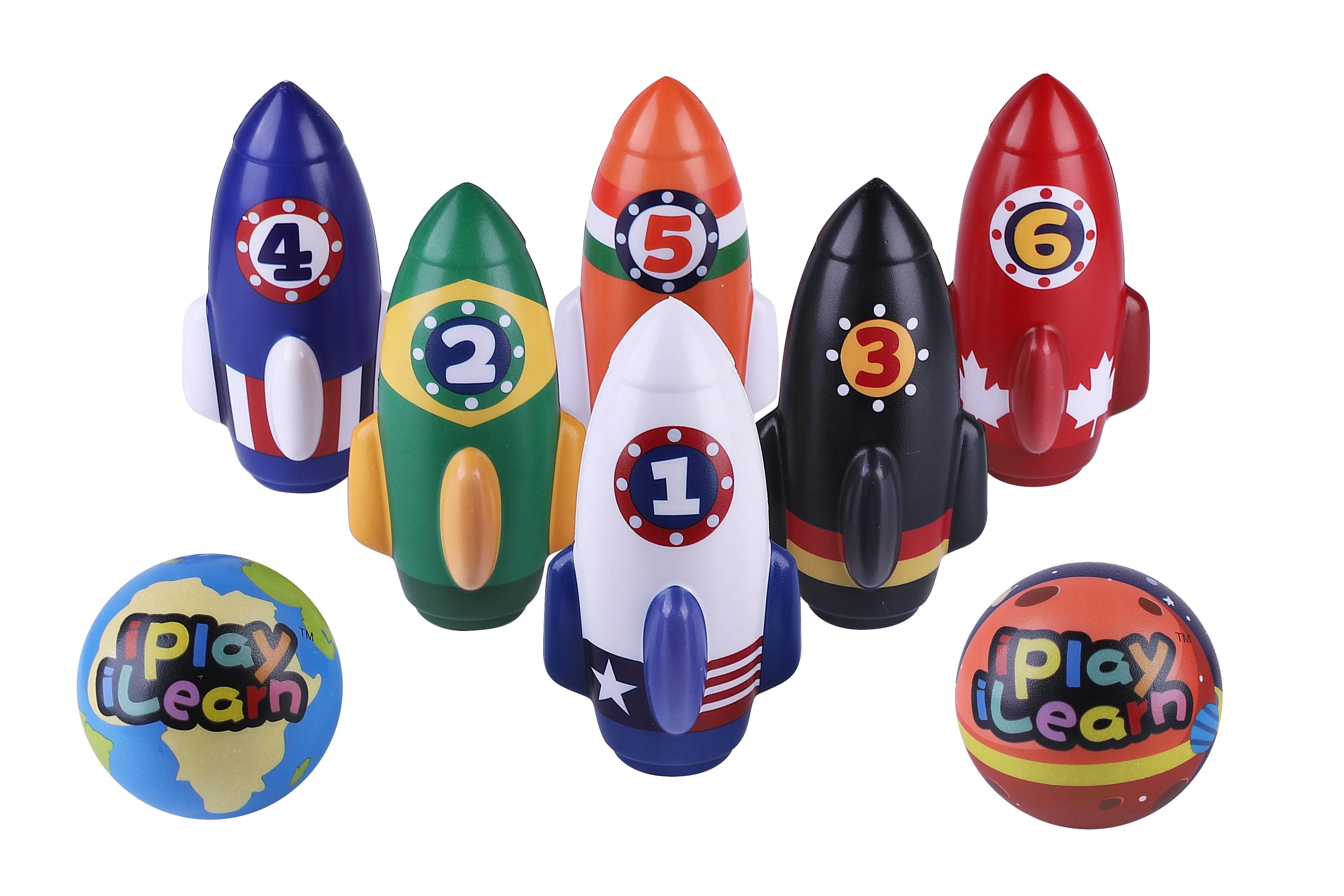 Iplay Ilearn Rocket-Themed Kids Bowling Set with Pins & Balls - Image 2