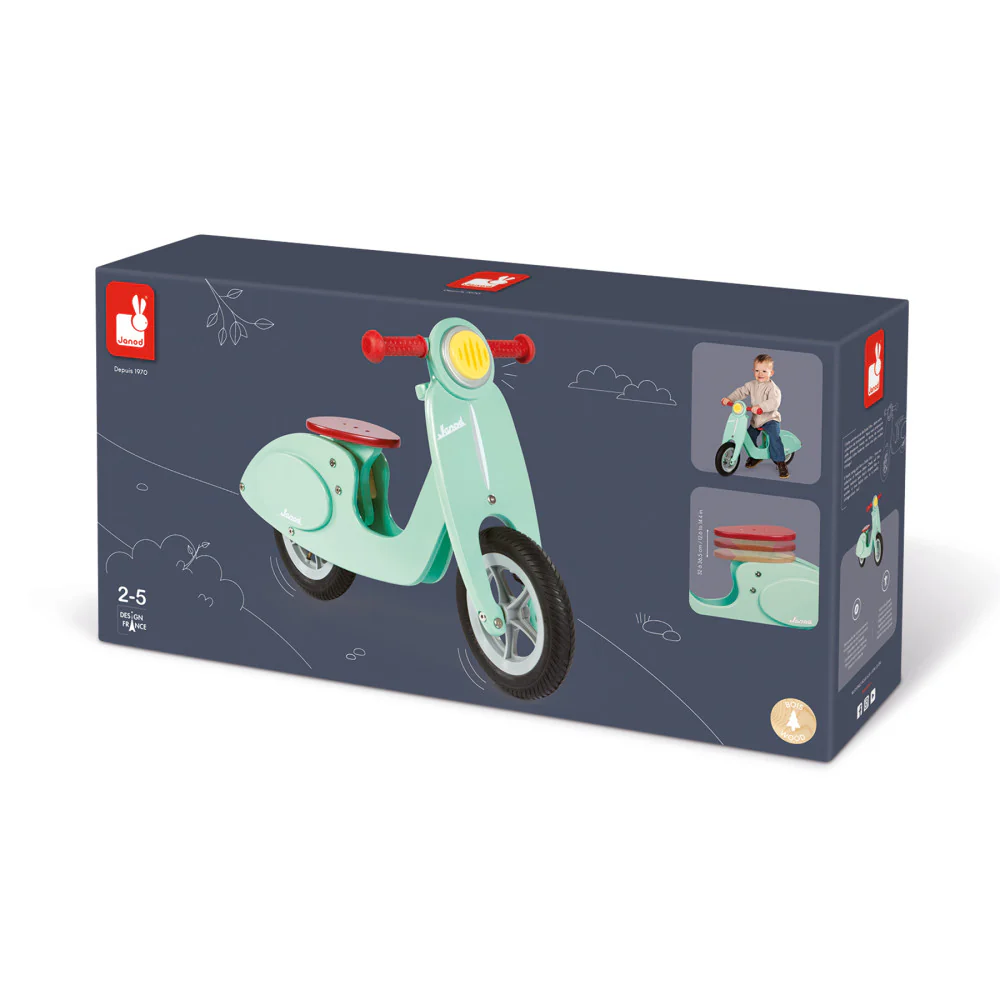 Janod Mint Scooter - Adjustable Wooden Balance Bike - Image 4