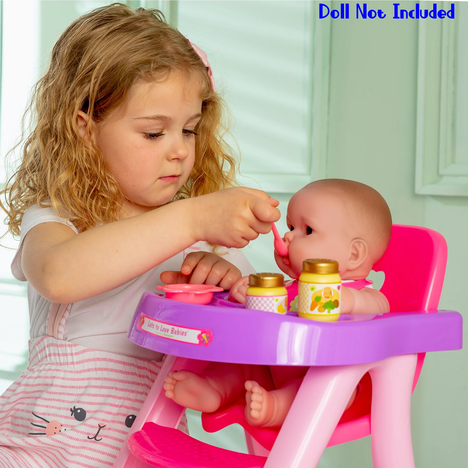 JC Toys For Keeps! Doll High Chair & Playset - Pink and Purple - Image 5