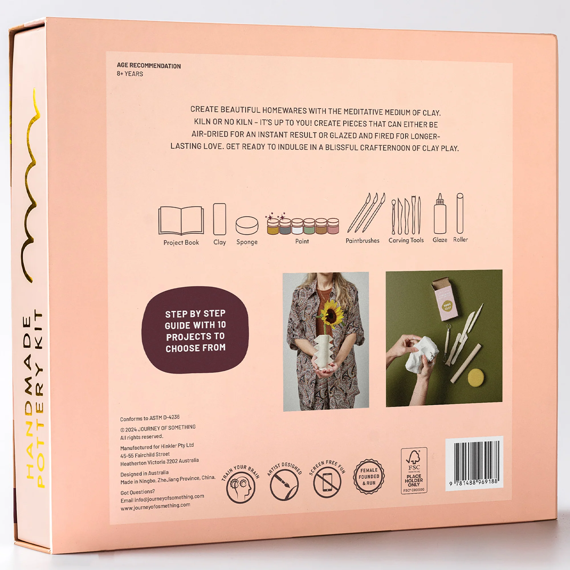 Journey Of Something Handmade Pottery Kit With Clay, Tools & Paints - Image 3
