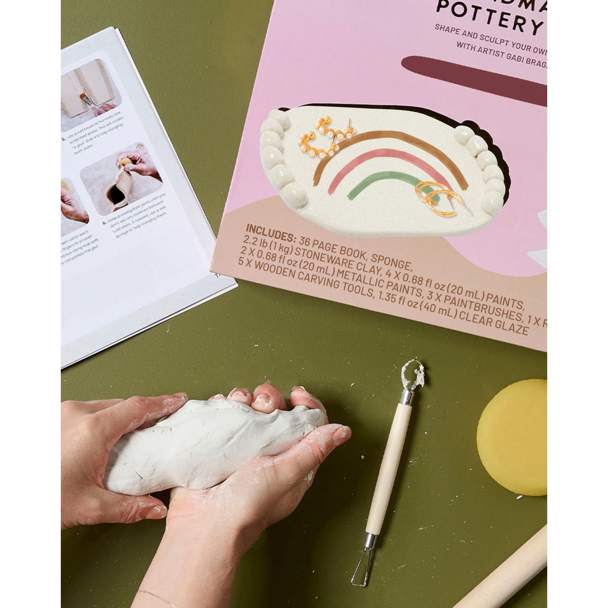 Journey Of Something Handmade Pottery Kit With Clay, Tools & Paints - Image 4