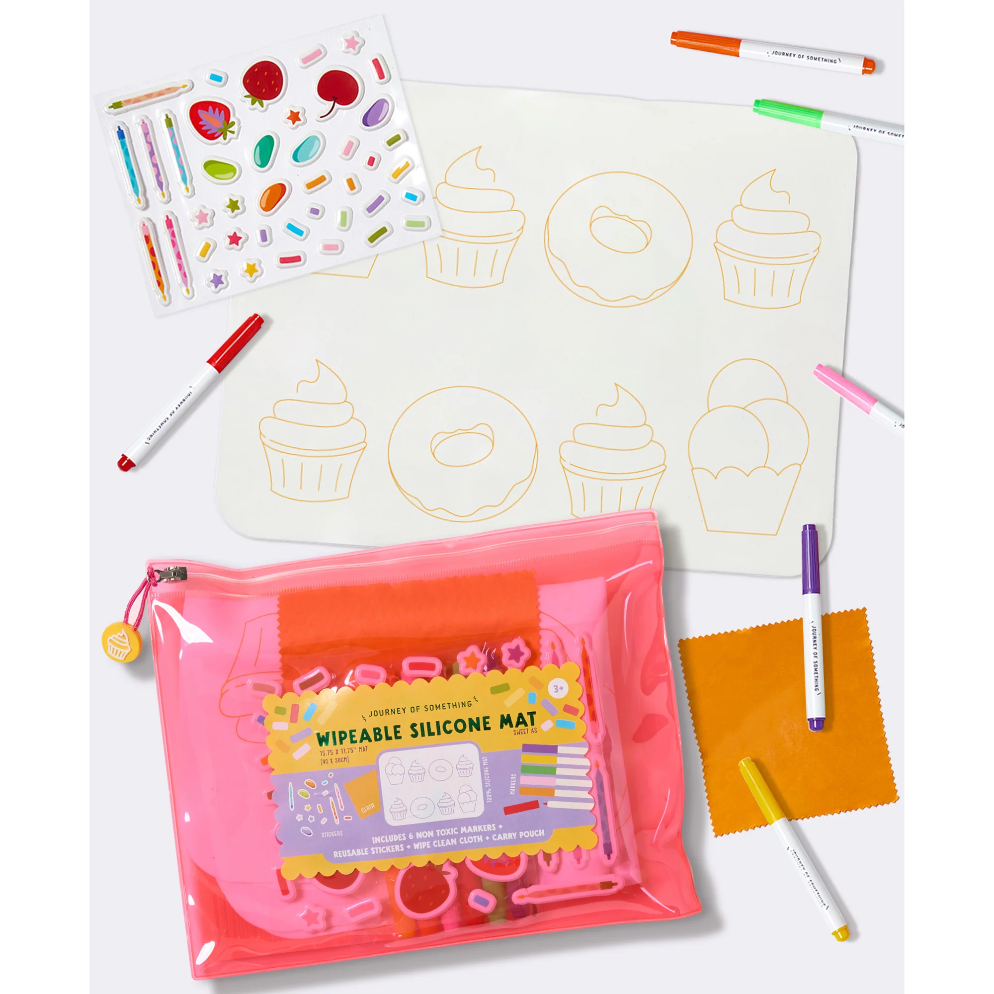 Journey Of Something Sweet As Wipeable Silicone Coloring Mat With Markers And Stickers - Image 2