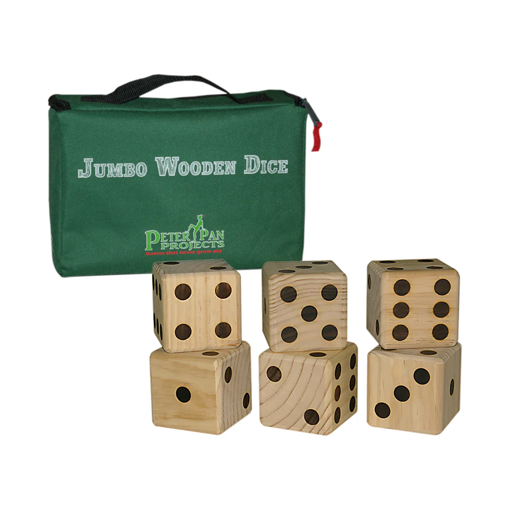 Front Porch Classics Jumbo Wooden Dice Set with Nylon Carry Bag - Image 2