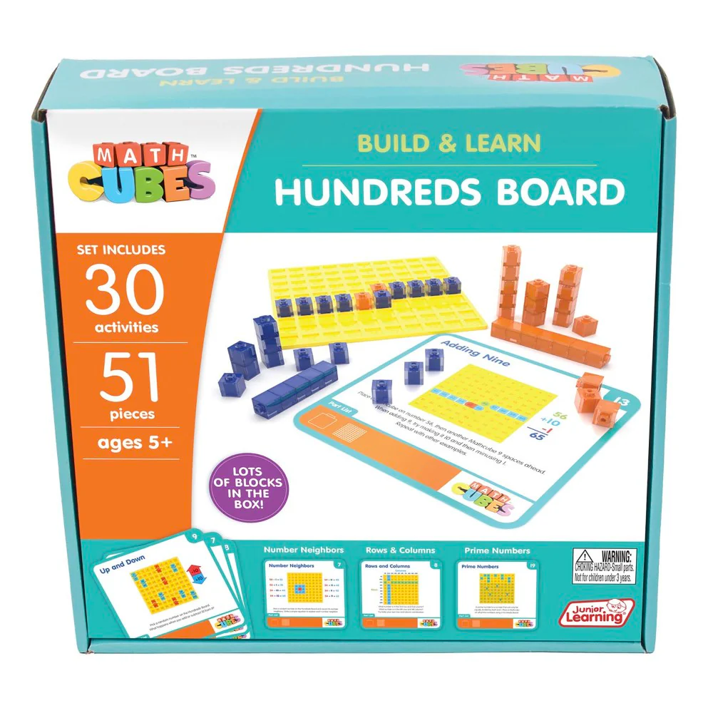 Junior Learning Mathcubes Hundreds Board - 30 Interactive Math Activities