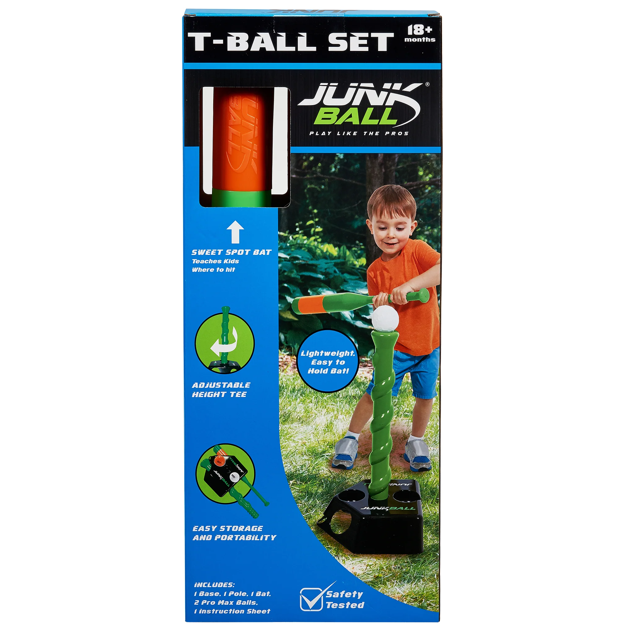 Junk Ball T-Ball Set With Adjustable Tee, Bat And 2 Balls - Image 2