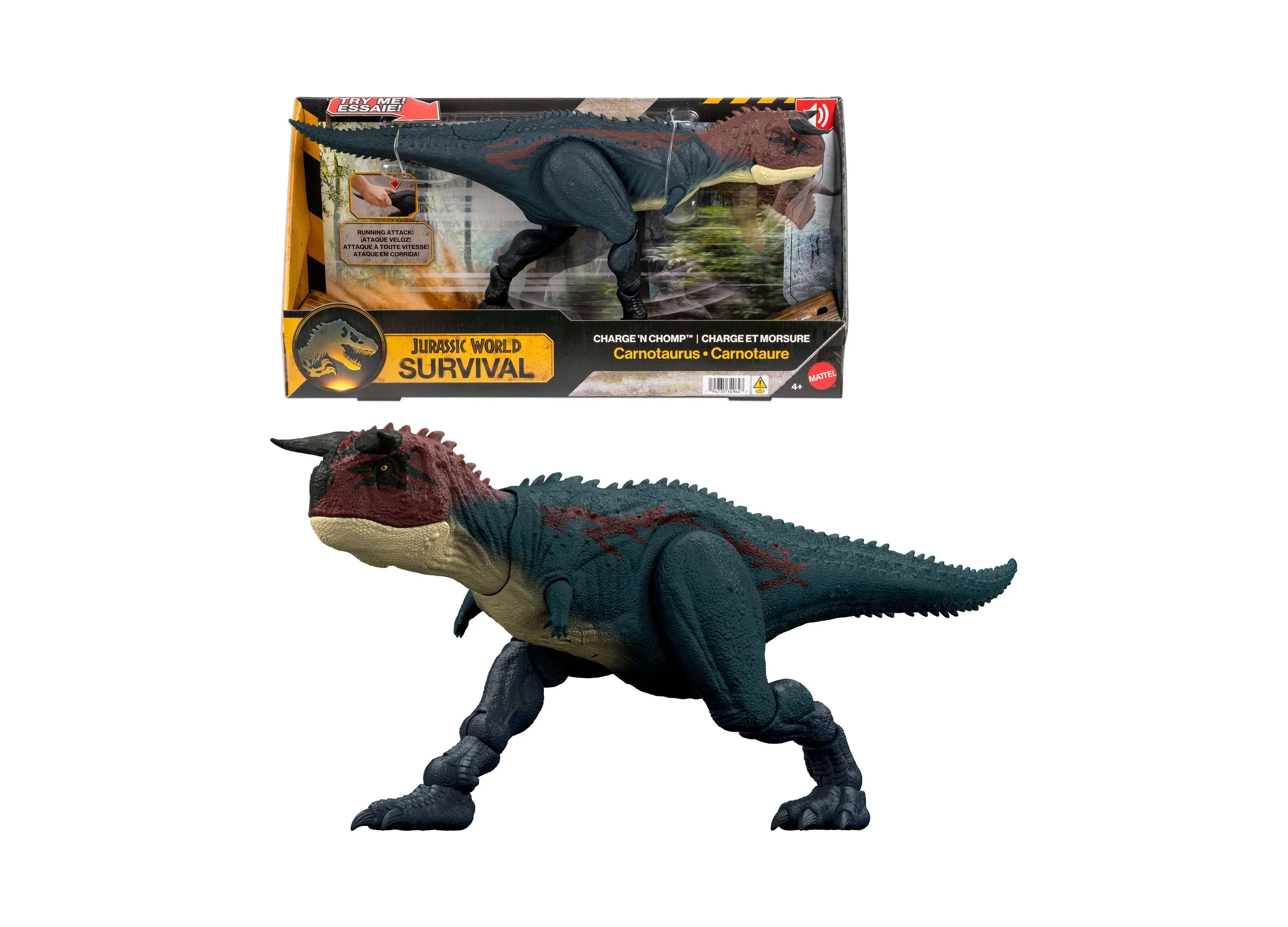 Jurassic World Charge 'N Chomp Carnotaurus Running Roaring Dinosaur Action Figure