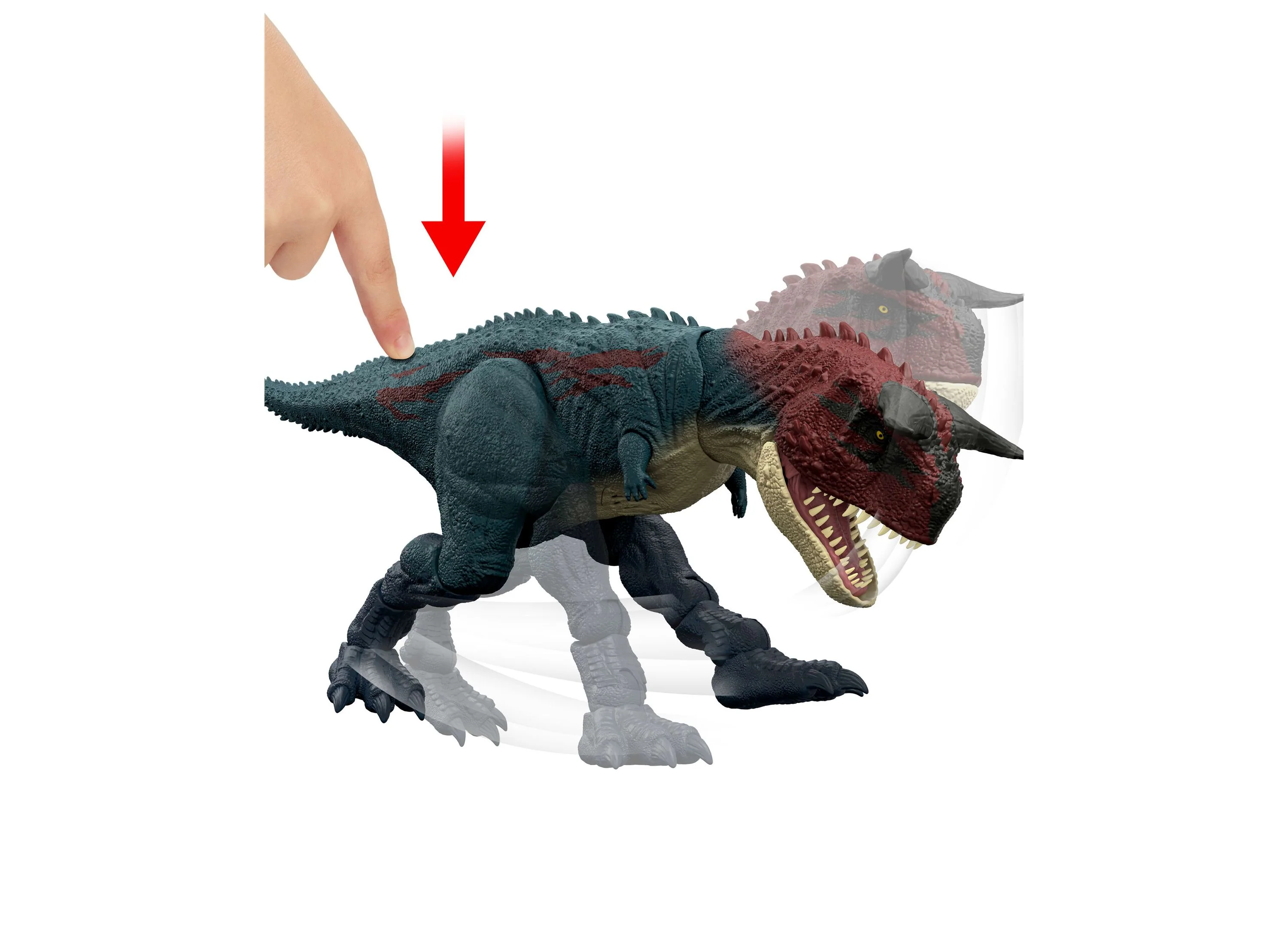 Jurassic World Charge 'N Chomp Carnotaurus Running Roaring Dinosaur Action Figure - Image 3