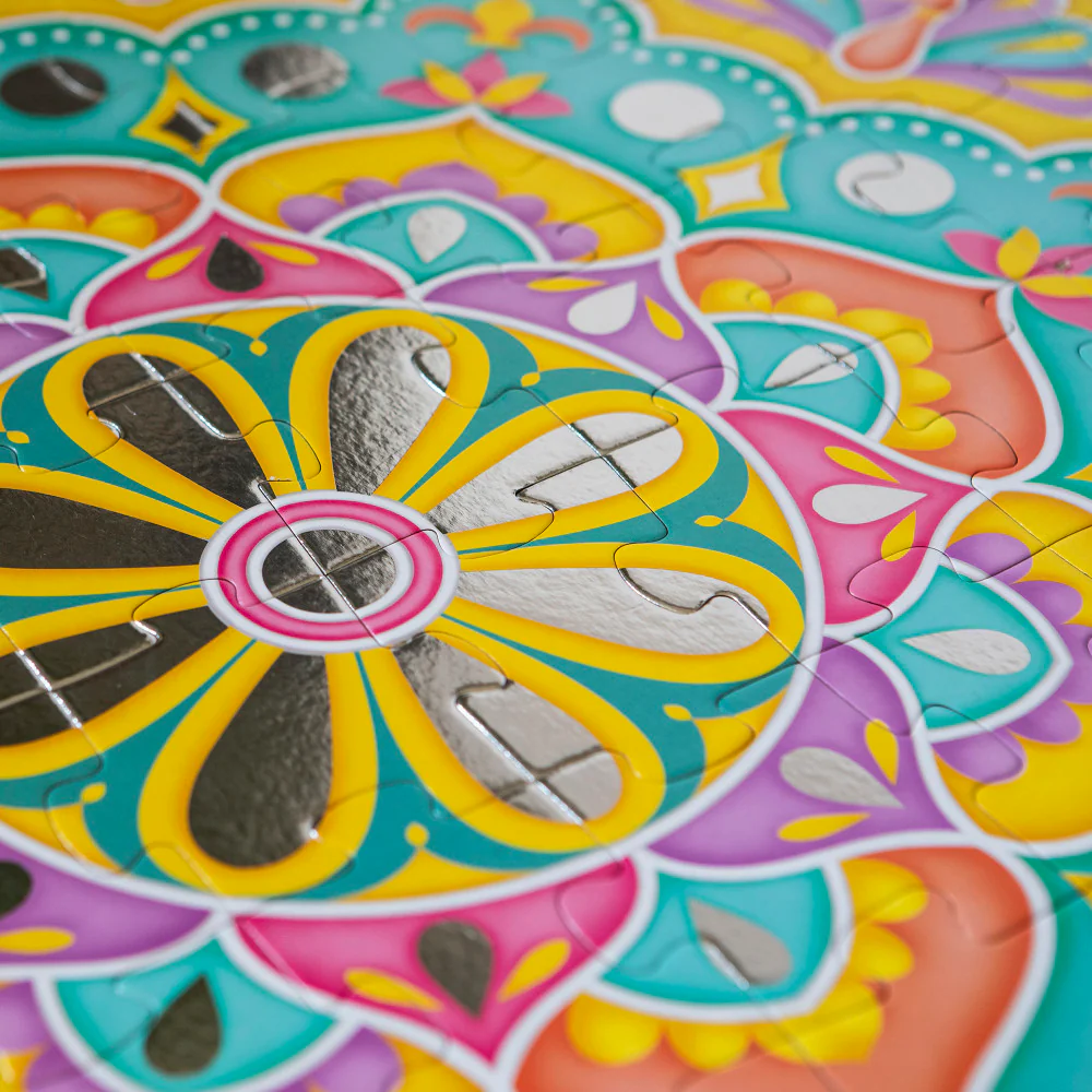 Kulture Khazana Mirror Magic Silver Foil Rangoli Floor Puzzle - 75pc - Image 3