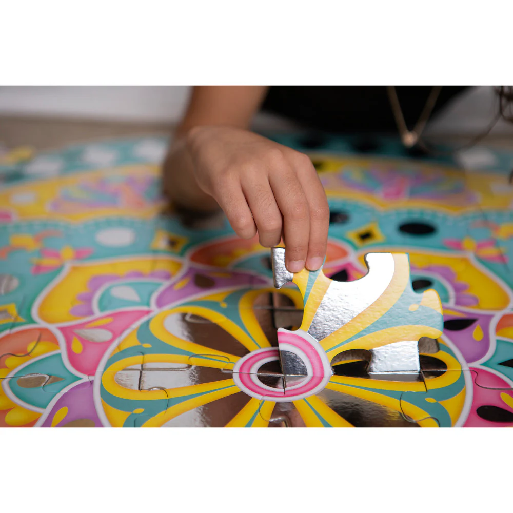 Kulture Khazana Mirror Magic Silver Foil Rangoli Floor Puzzle - 75pc - Image 5